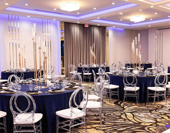 Spacious venue ready for a company holiday party